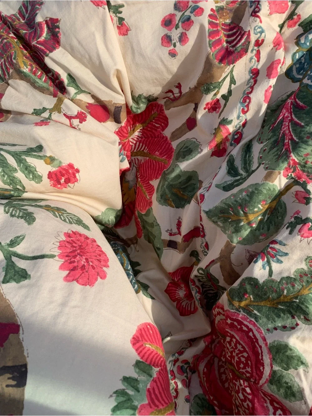 Ralph Lauren Cream Fabric with Pink and Green Floral Print Comforter